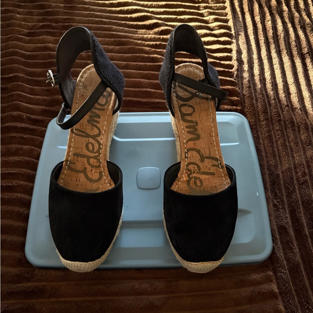 Sam Edelman Black Espadrille Wedges